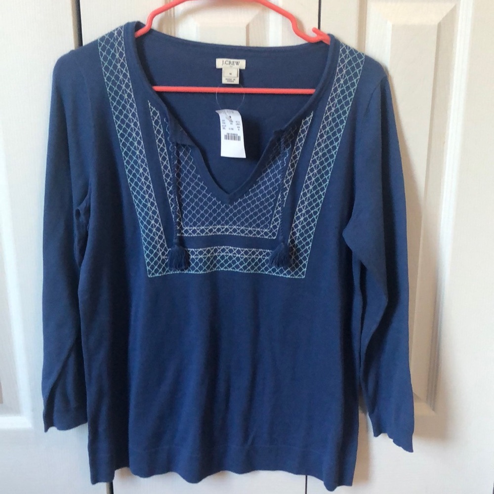J Crew Factory NWT Sweater with tassels Medium
